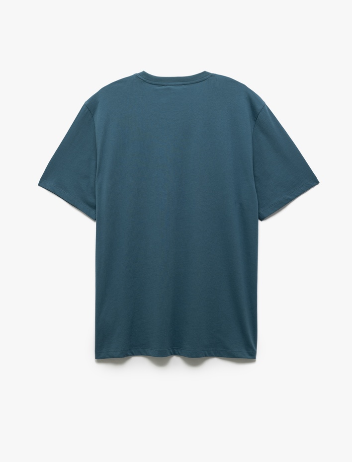  Kısa Kollu Pamuklu Regular Fit Bisiklet Yaka Slogan Baskılı Tişört