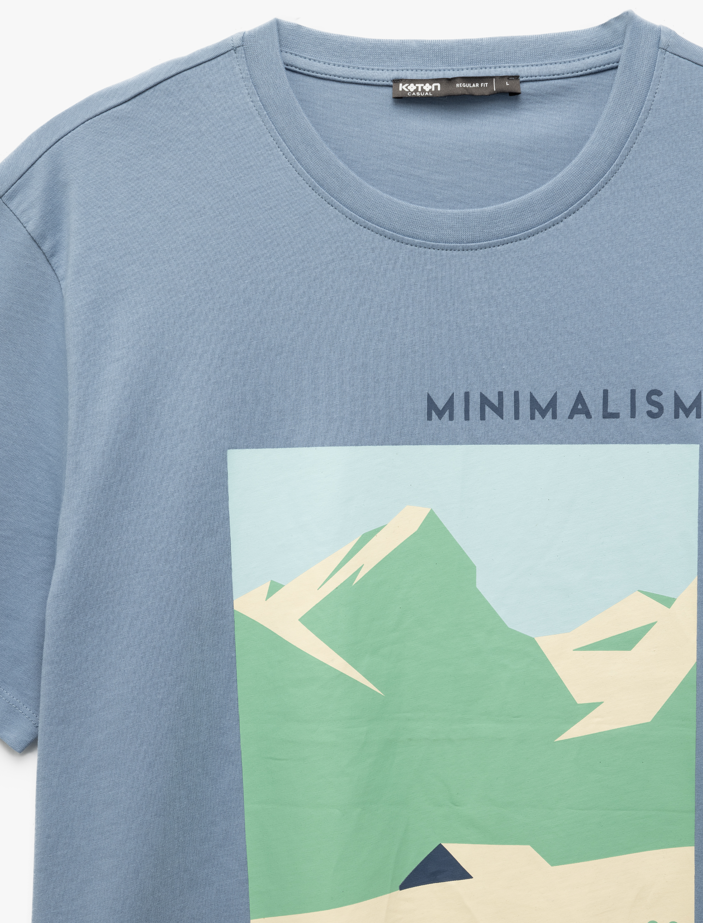   Pamuklu Kısa Kollu Regular Fit Bisiklet Yaka Manzara Baskılı Tişört