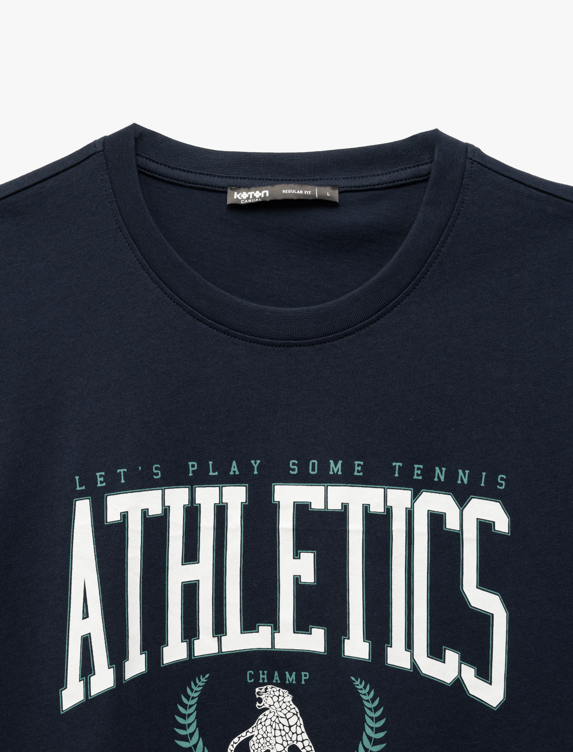   Pamuklu Kısa Kollu Regular Fit Bisiklet Yaka Kolej Baskılı Tişört