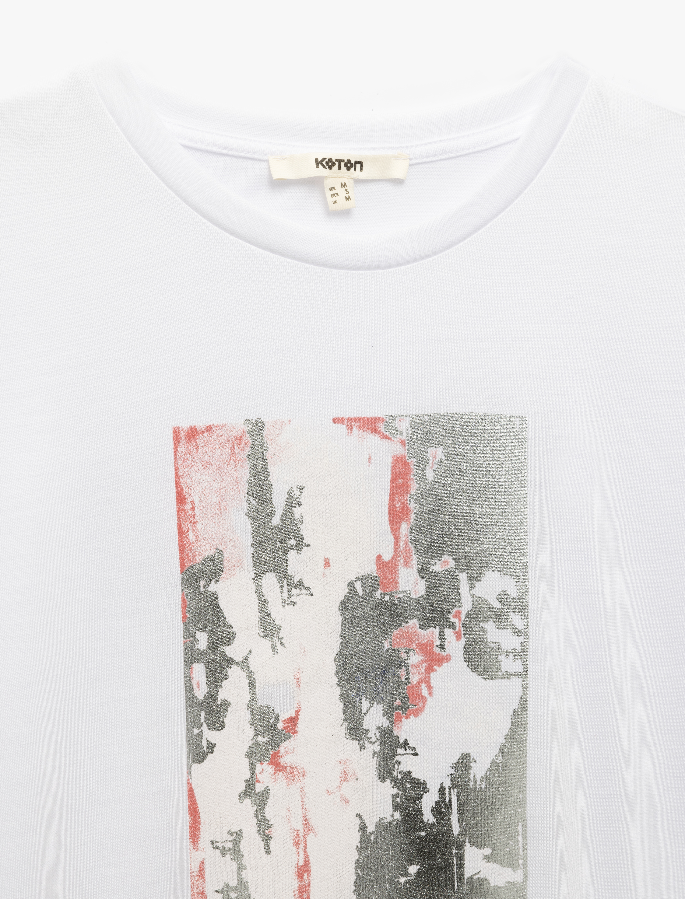   Kısa Kollu Bisiklet Yaka Baskılı Tişört