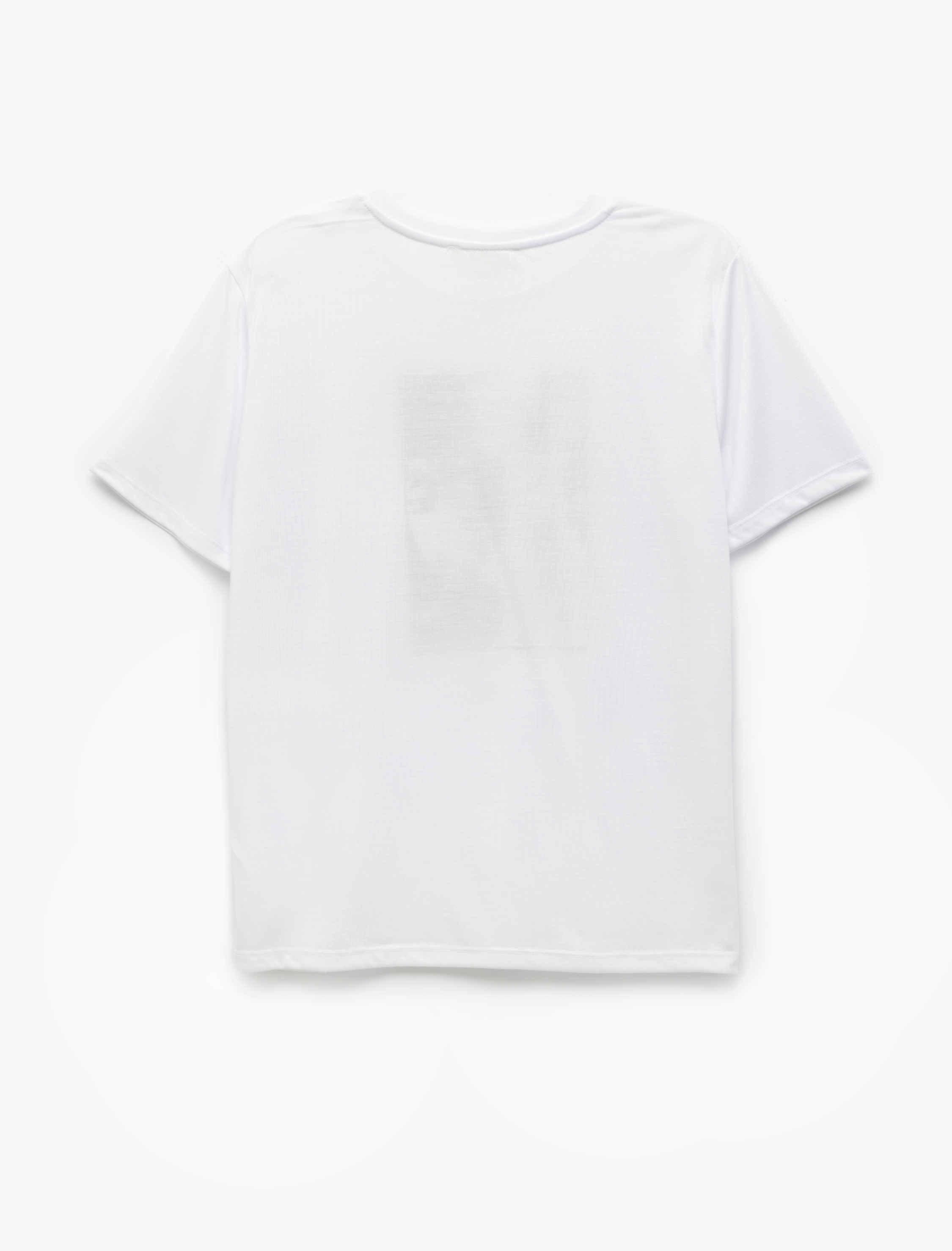   Kısa Kollu Bisiklet Yaka Baskılı Tişört