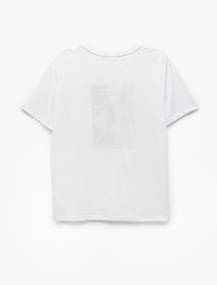  Kısa Kollu Bisiklet Yaka Baskılı Tişört