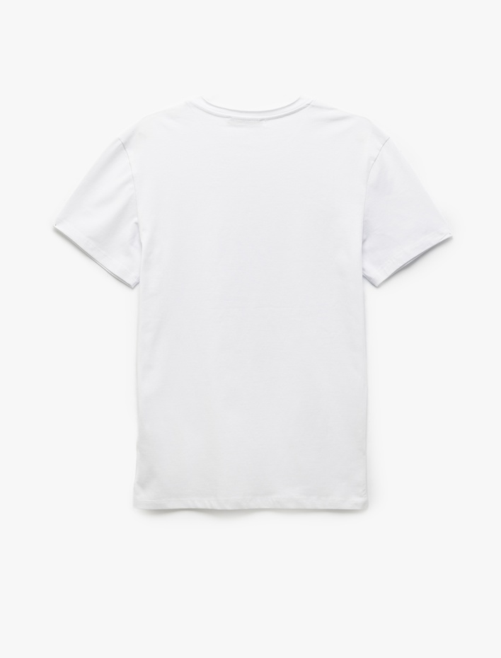  Kısa Kollu Bisiklet Yaka Pamuklu Erkek Slim Fit Tişört