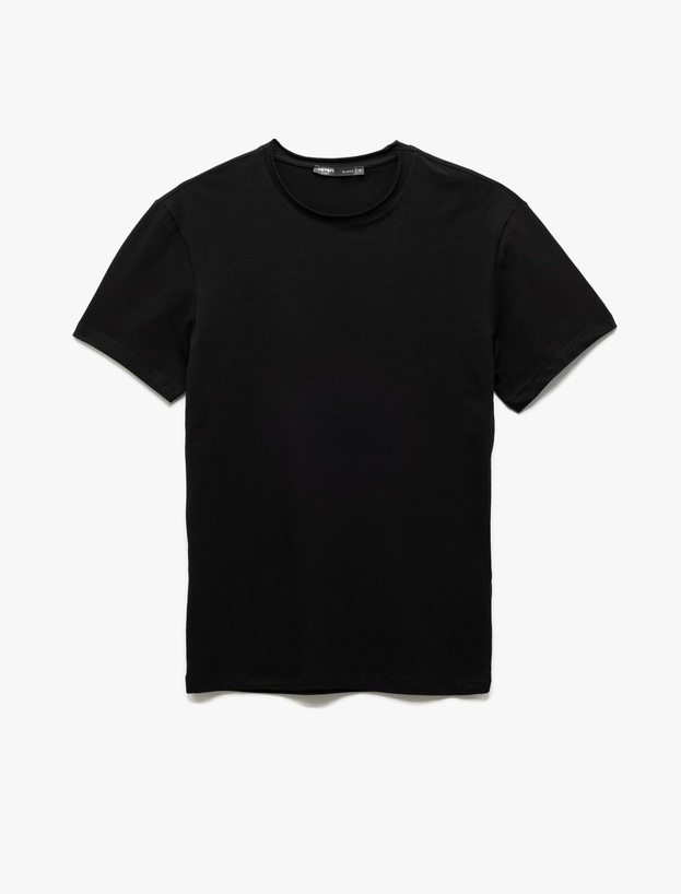 Kısa Kollu Bisiklet Yaka Pamuklu Erkek Slim Fit Tişört_0