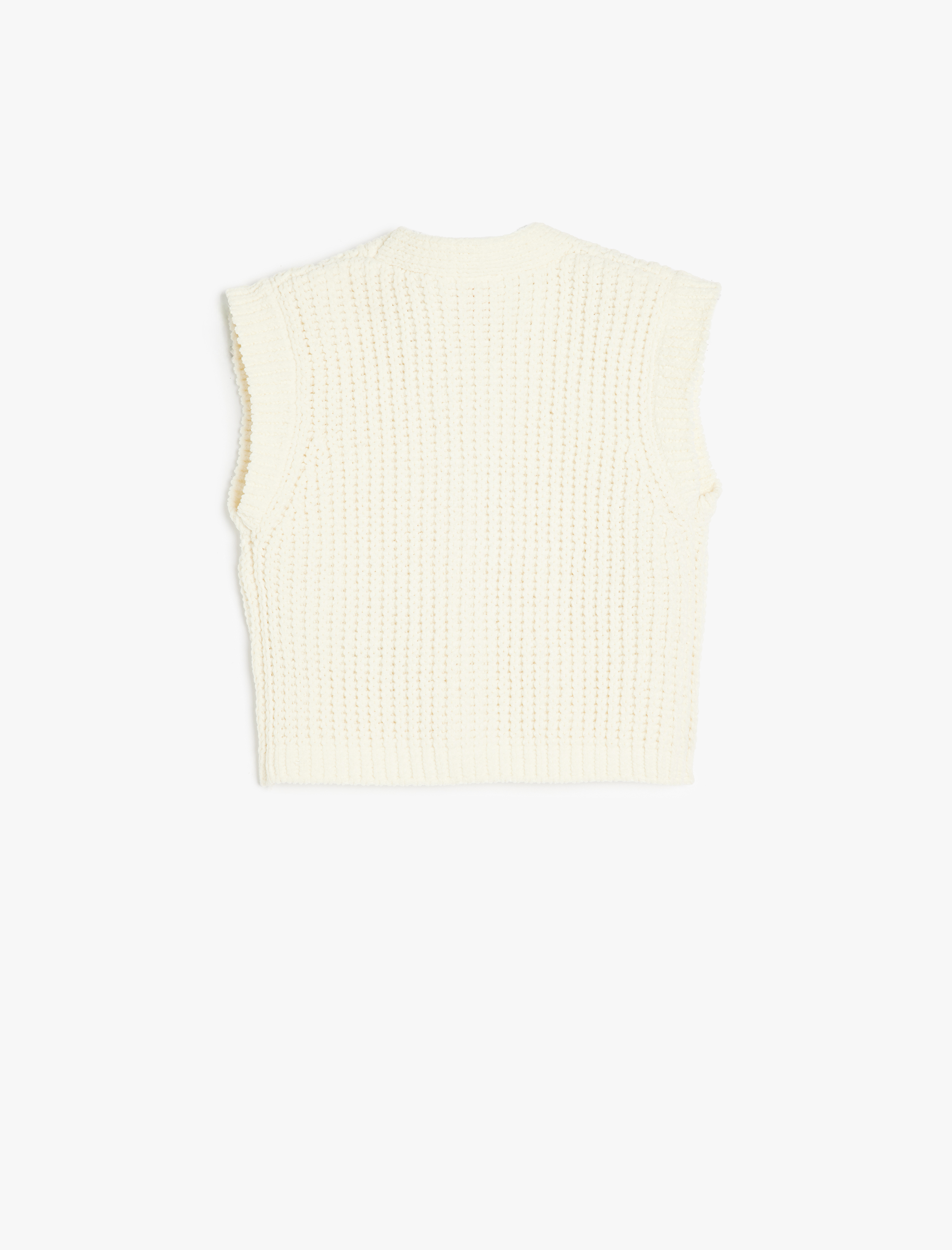  Kız Bebek V Yaka Kolsuz Düğmeli Basic Triko Hırka