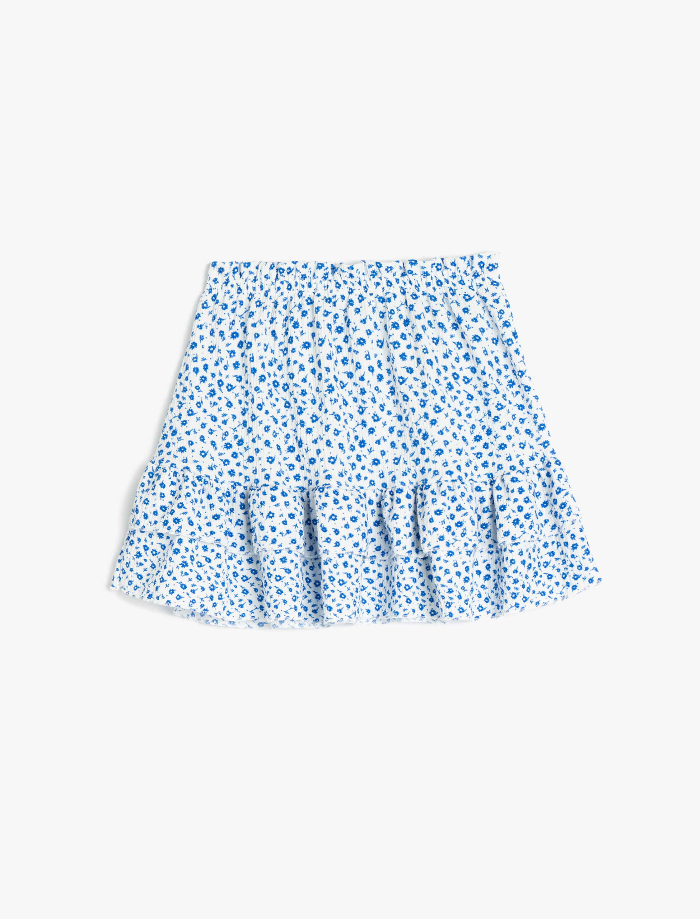 Kız Çocuk Pileli Çiçek Desenli A Kesim Mini Etek