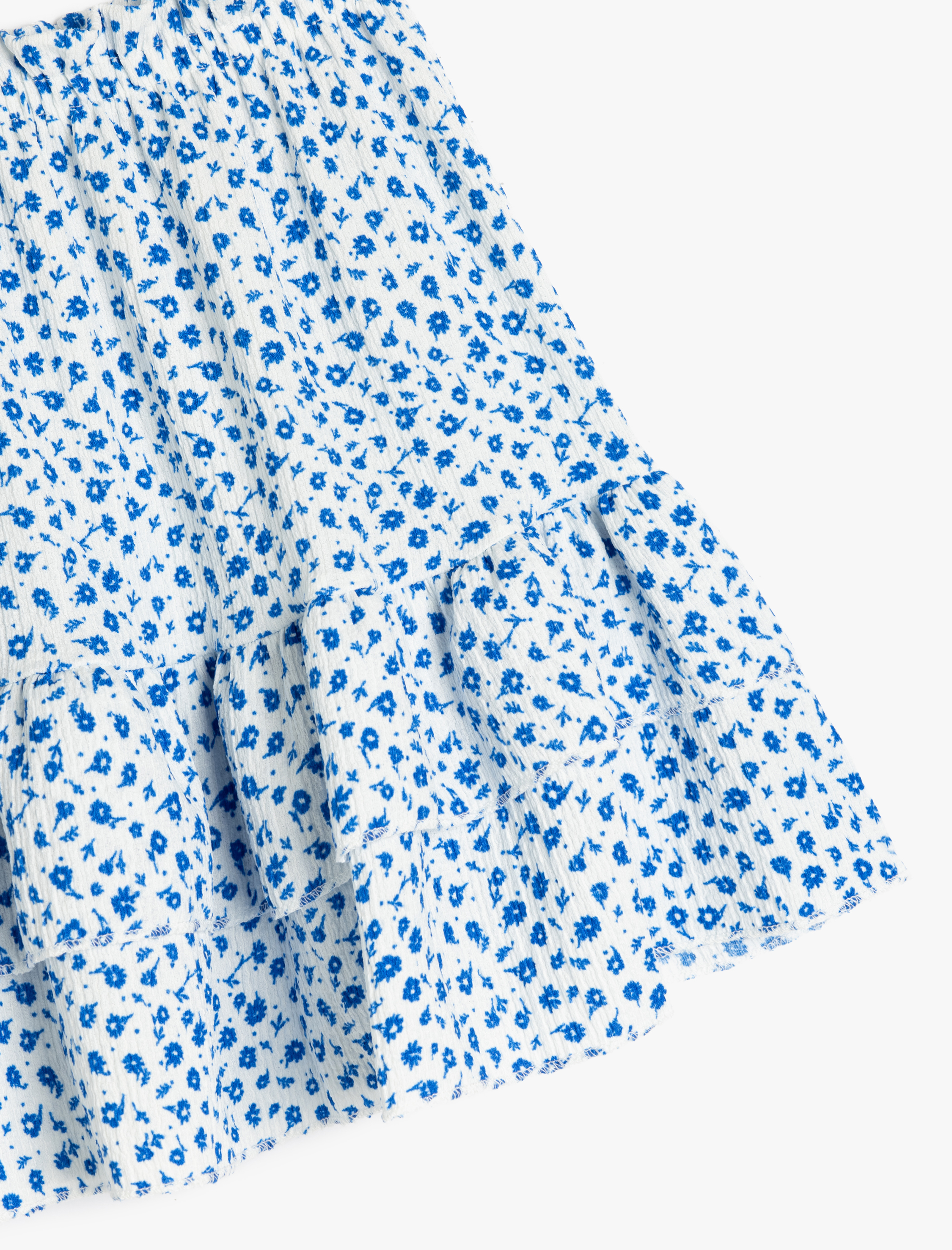 Kız Çocuk Pileli Çiçek Desenli A Kesim Mini Etek