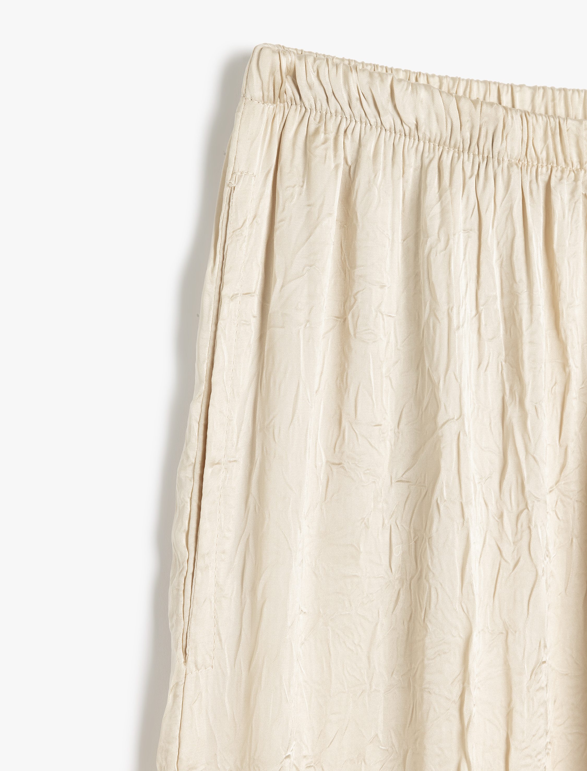   Beli Lastikli Cepli Bol Paça Yüksek Bel Pantolon