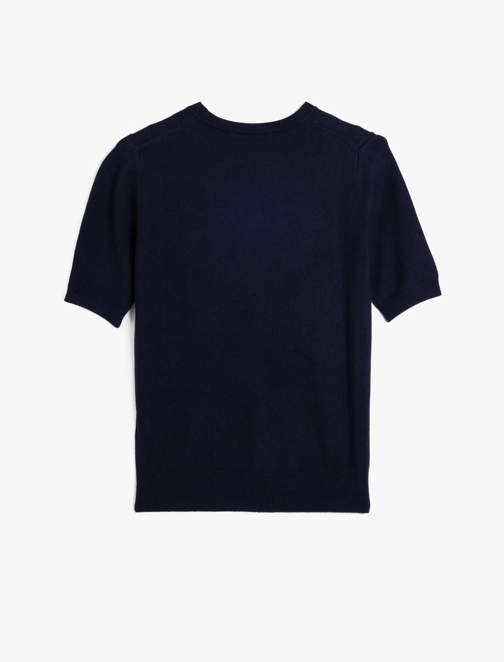  Bisiklet Yaka Kısa Kollu Basic Triko Kazak