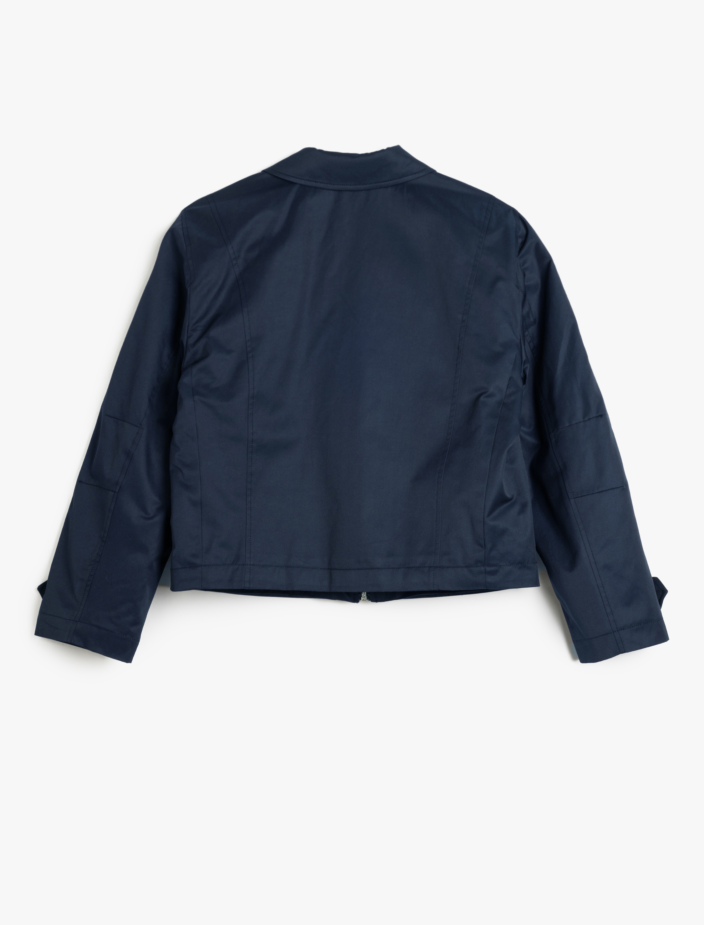   Kapaklı Cep Detaylı Fermuarlı Gabardin Mevsimlik Ceket