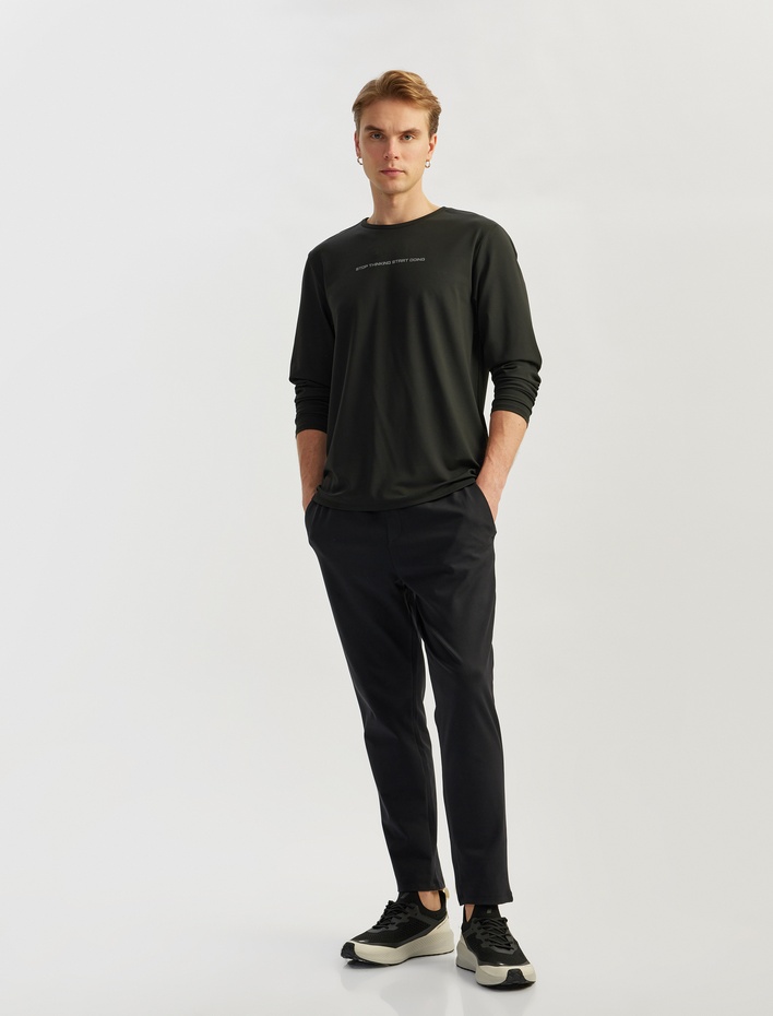  Fermuarlı Cepli İnterlok Kumaş Beli Bağcıklı Yüksek Bel Spor Eşofman Altı