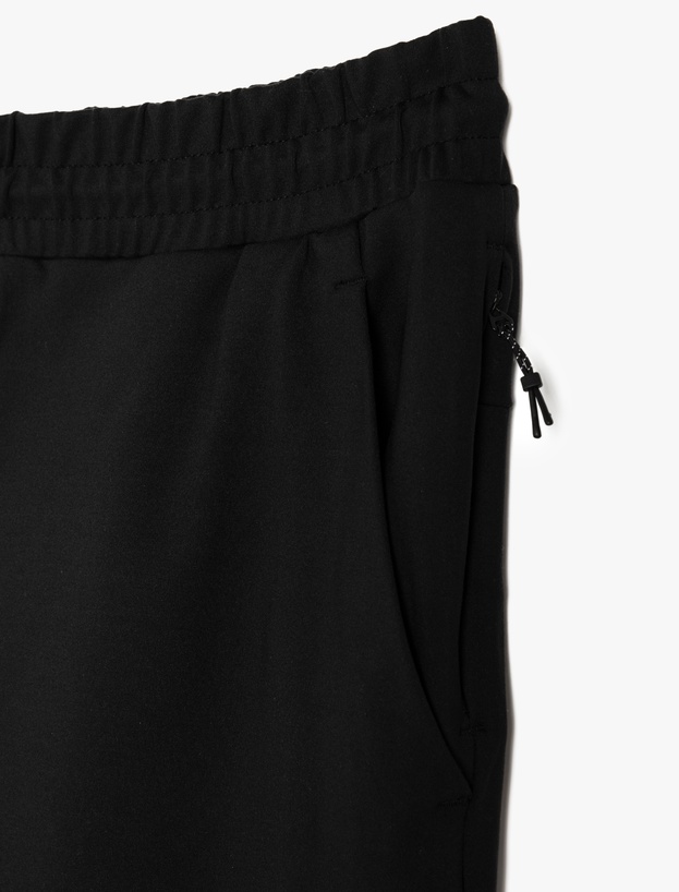 Fermuarlı Cepli İnterlok Kumaş Beli Bağcıklı Yüksek Bel Spor Eşofman Altı_4