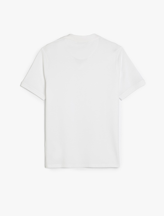 Pamuklu Pike Kumaş Kısa Kollu Regular Fit V Yaka Polo Tişört_3