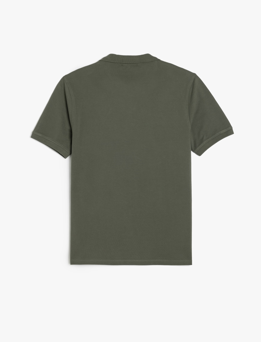   Pamuklu Pike Kumaş Kısa Kollu Regular Fit V Yaka Polo Tişört