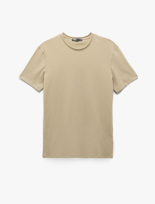 Kısa Kollu Bisiklet Yaka Pamuklu Erkek Slim Fit Tişört_0