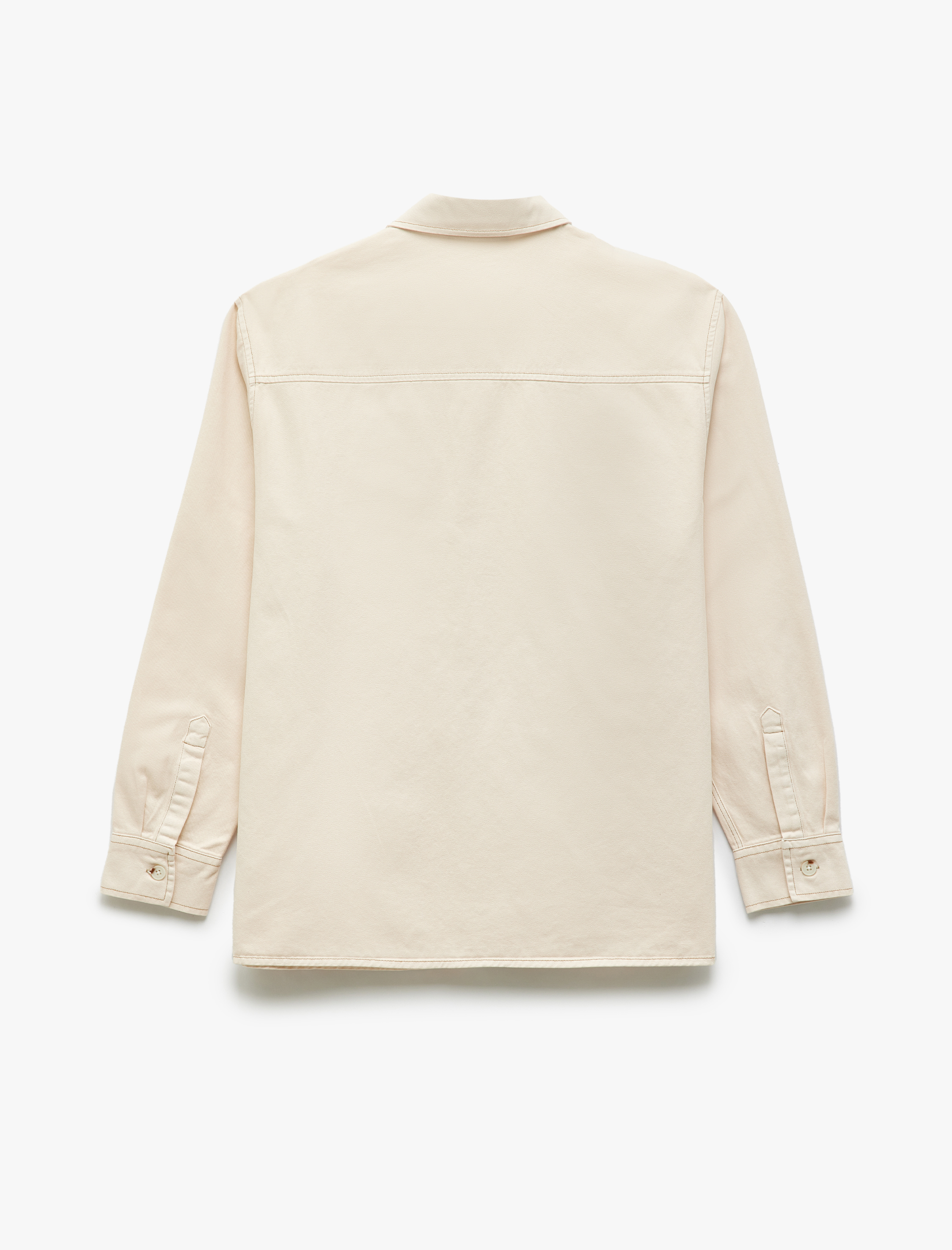 Pamuklu Düğmeli Regular Fit Yıkamalı Klasik Yaka Cep Detaylı Uzun Kollu Gömlek