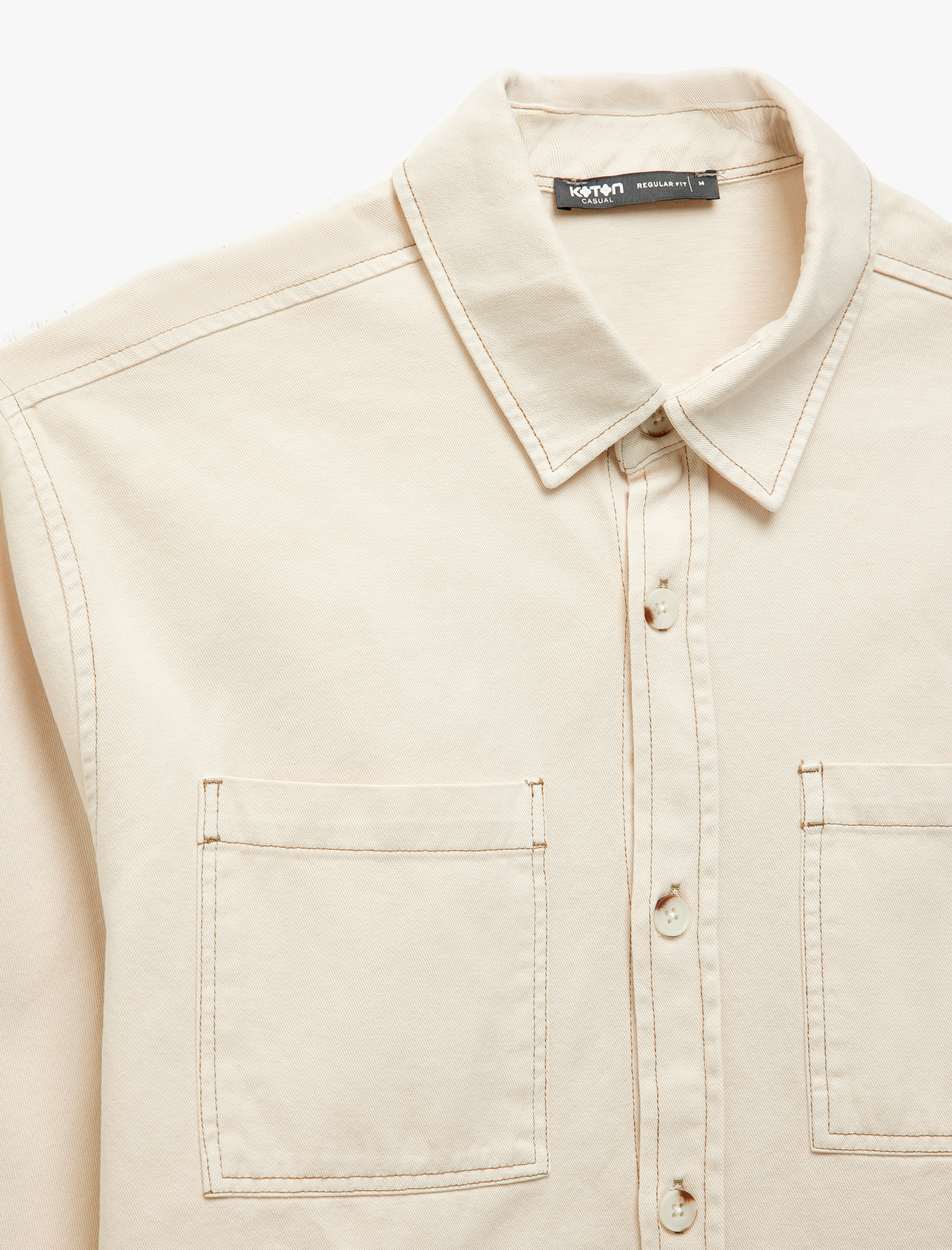 Pamuklu Düğmeli Regular Fit Yıkamalı Klasik Yaka Cep Detaylı Uzun Kollu Gömlek
