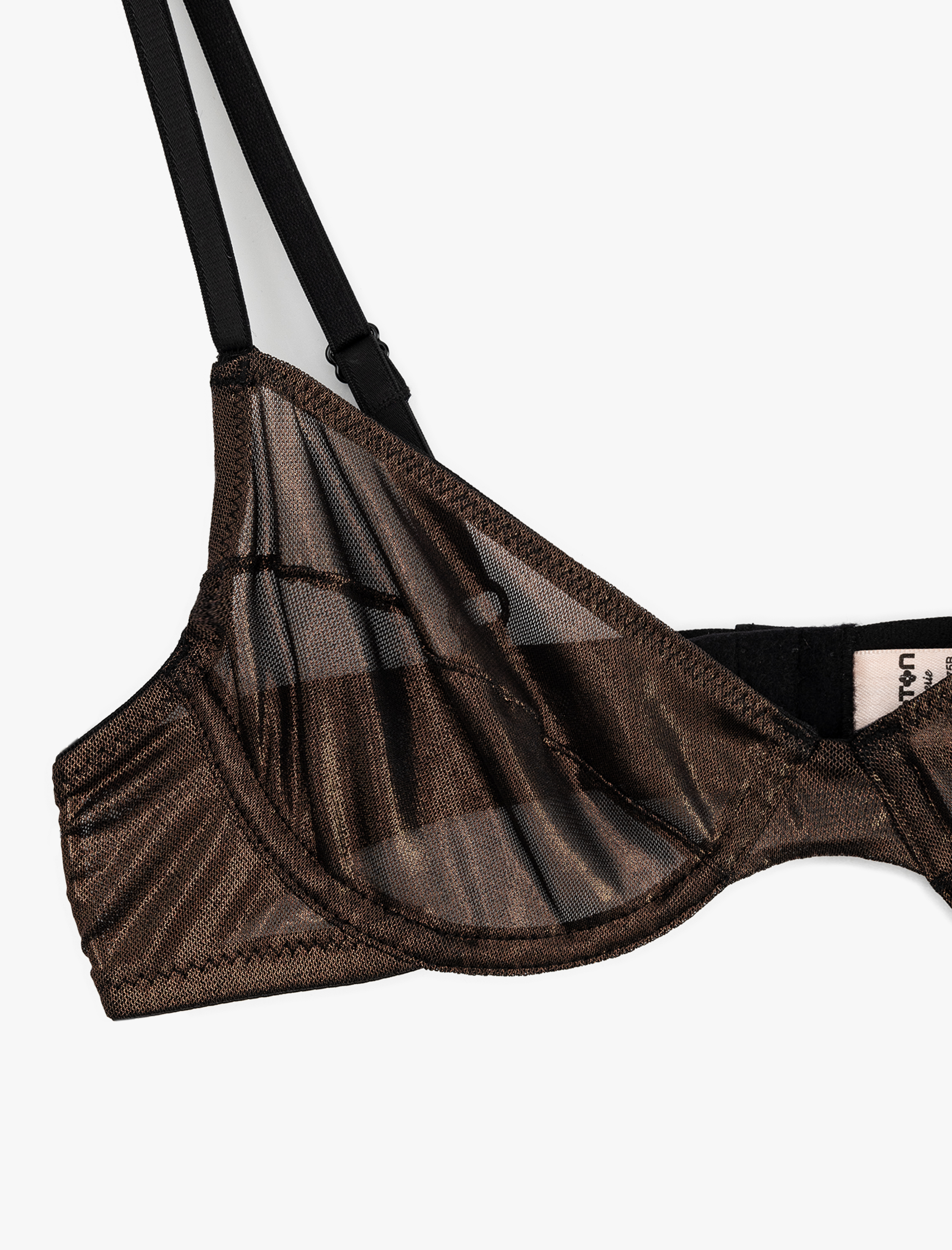 Parlak Varak Baskılı Yarı Transparan Balenli Sütyen