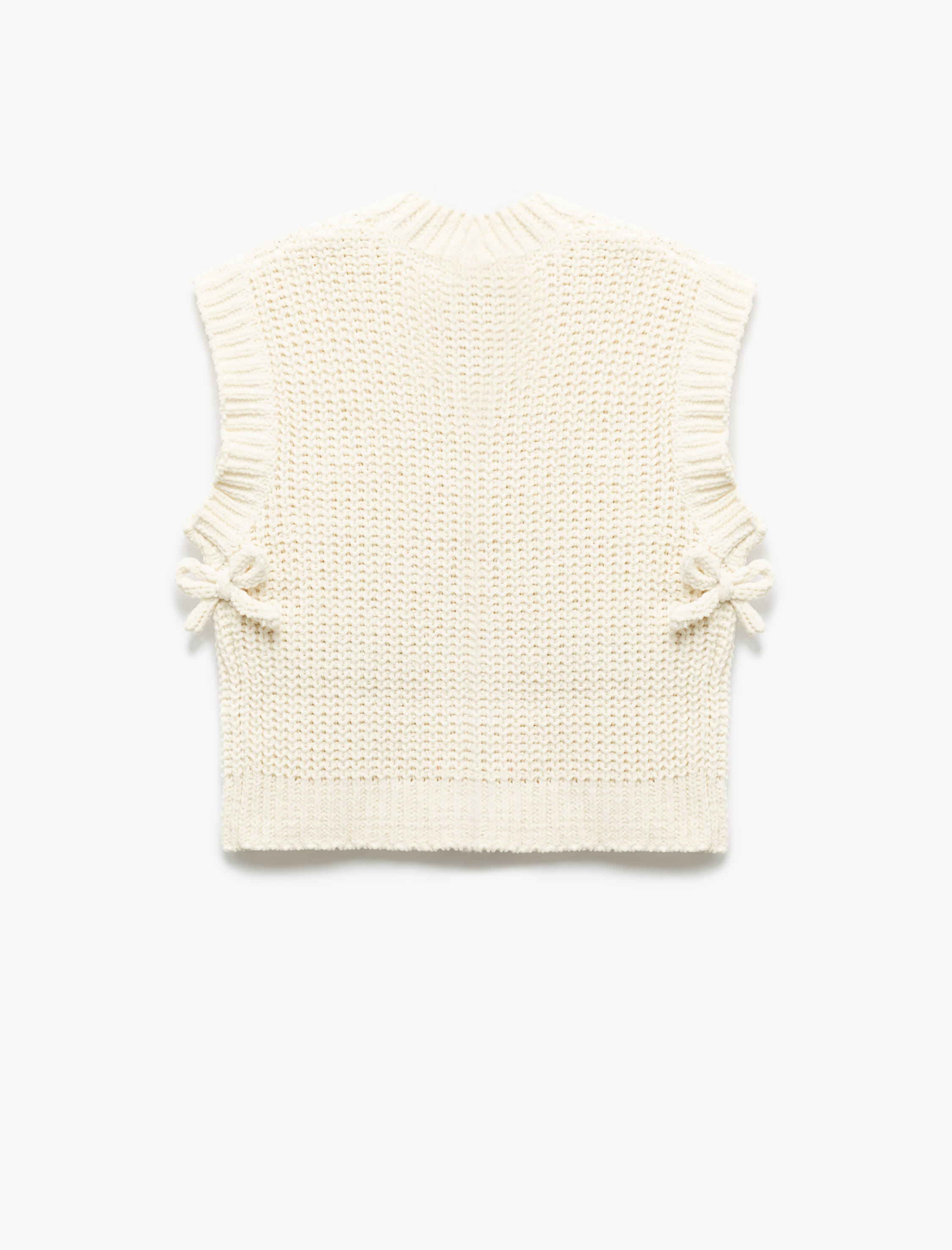  Kız Çocuk Bisiklet Yaka Kolsuz Basic Triko Süveter