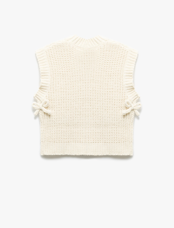 Kız Çocuk Bisiklet Yaka Kolsuz Basic Triko Süveter