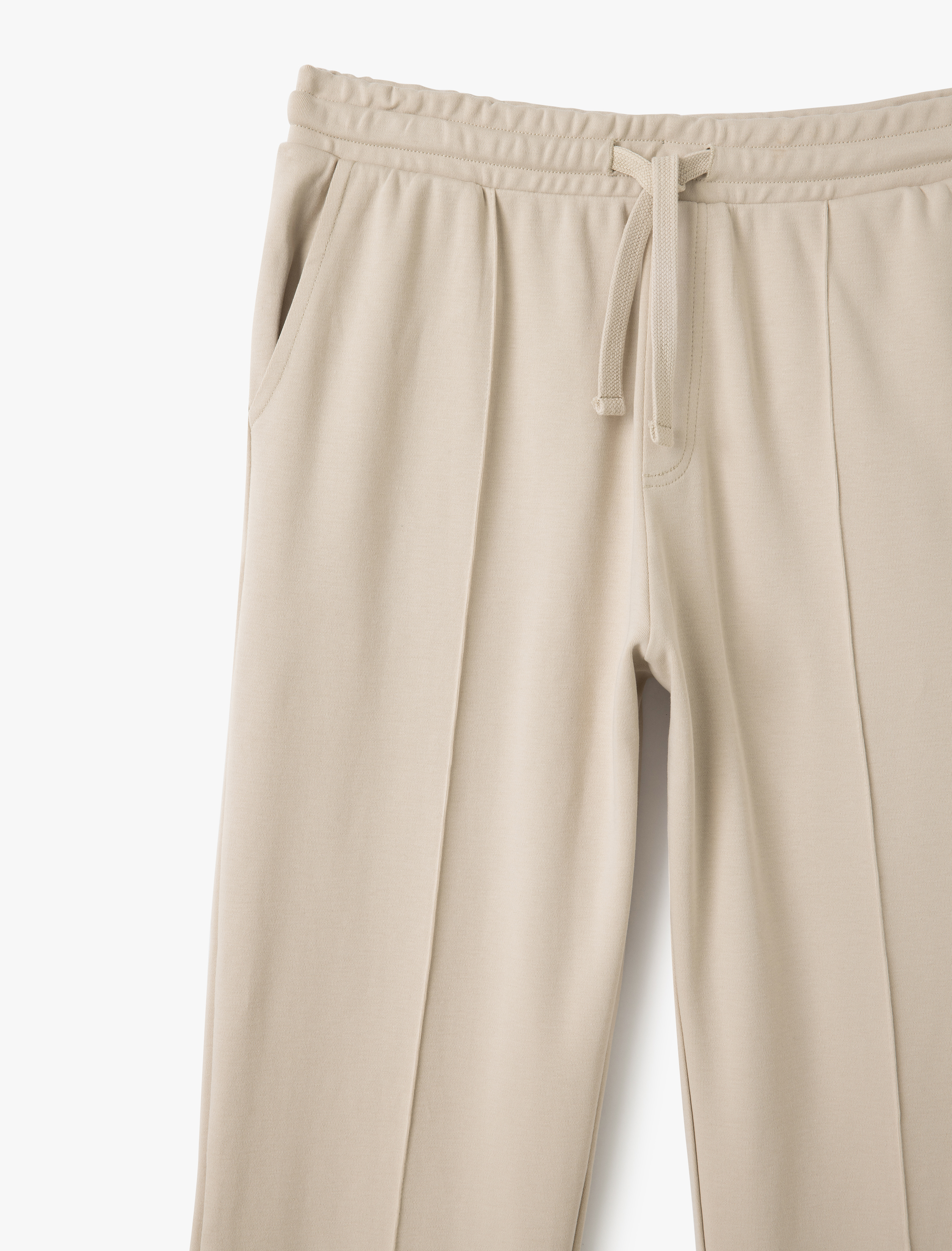   Pamuklu Cepli Nervür Detaylı Beli Bağcıklı Eşofman Altı