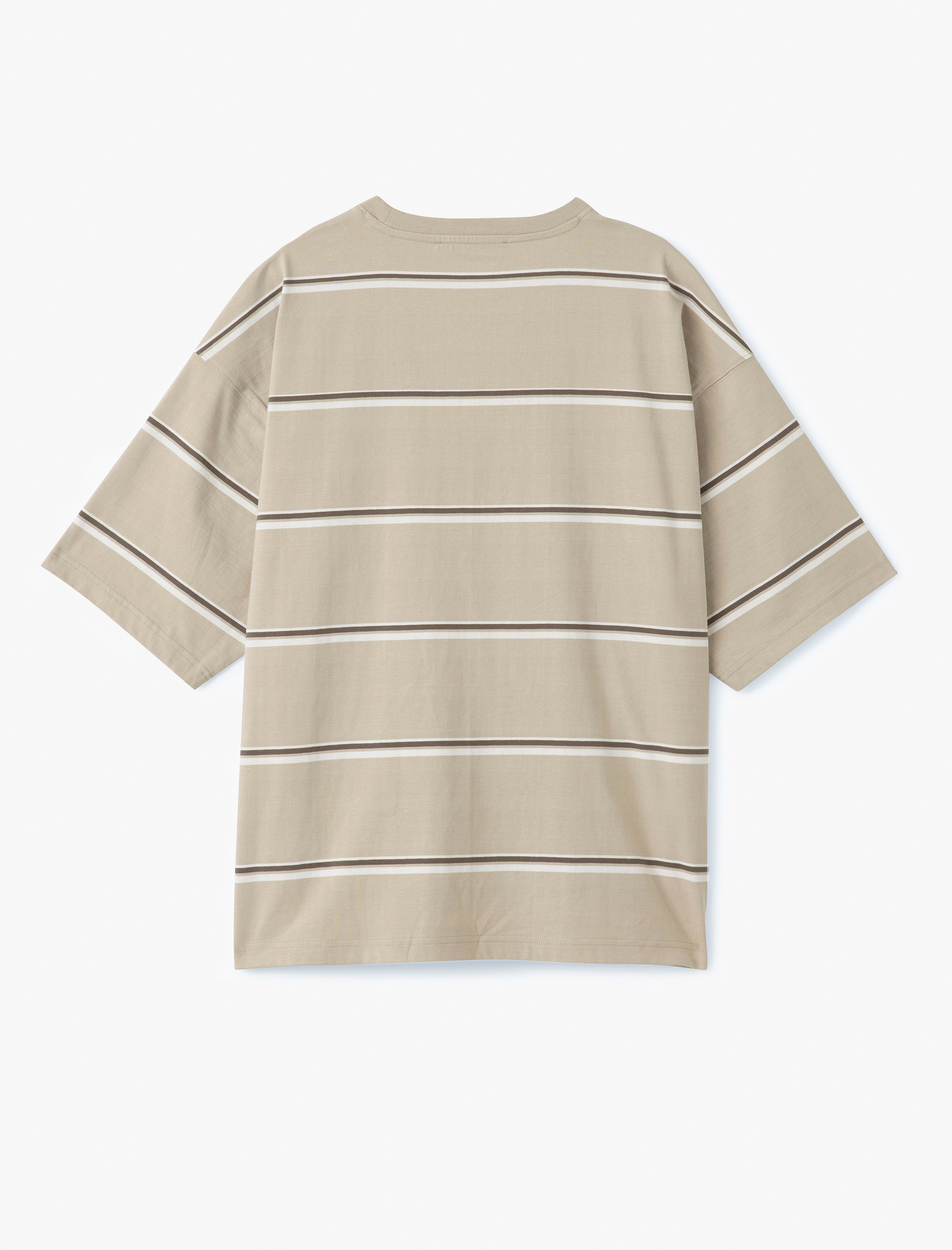   Çizgili Bisiklet Yaka Kısa Kollu Tok Kumaş Pamuklu Oversize Tişört