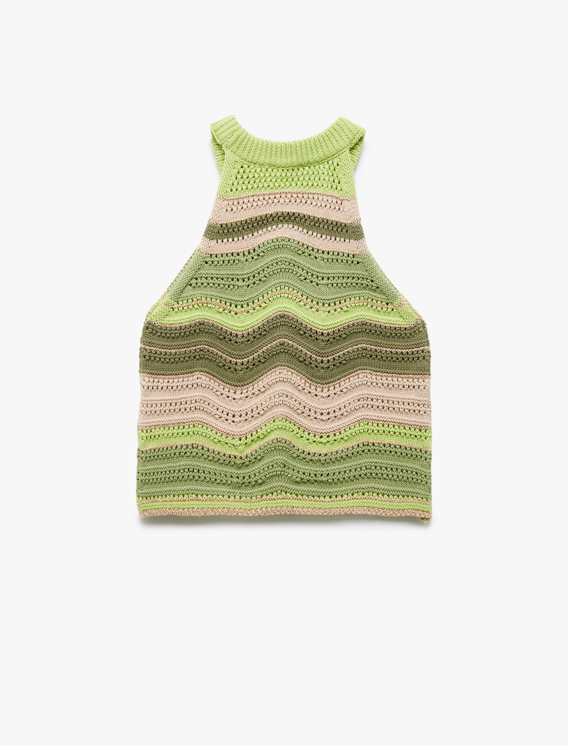  Kız Çocuk Halter Yaka Kolsuz Desenli Triko Atlet