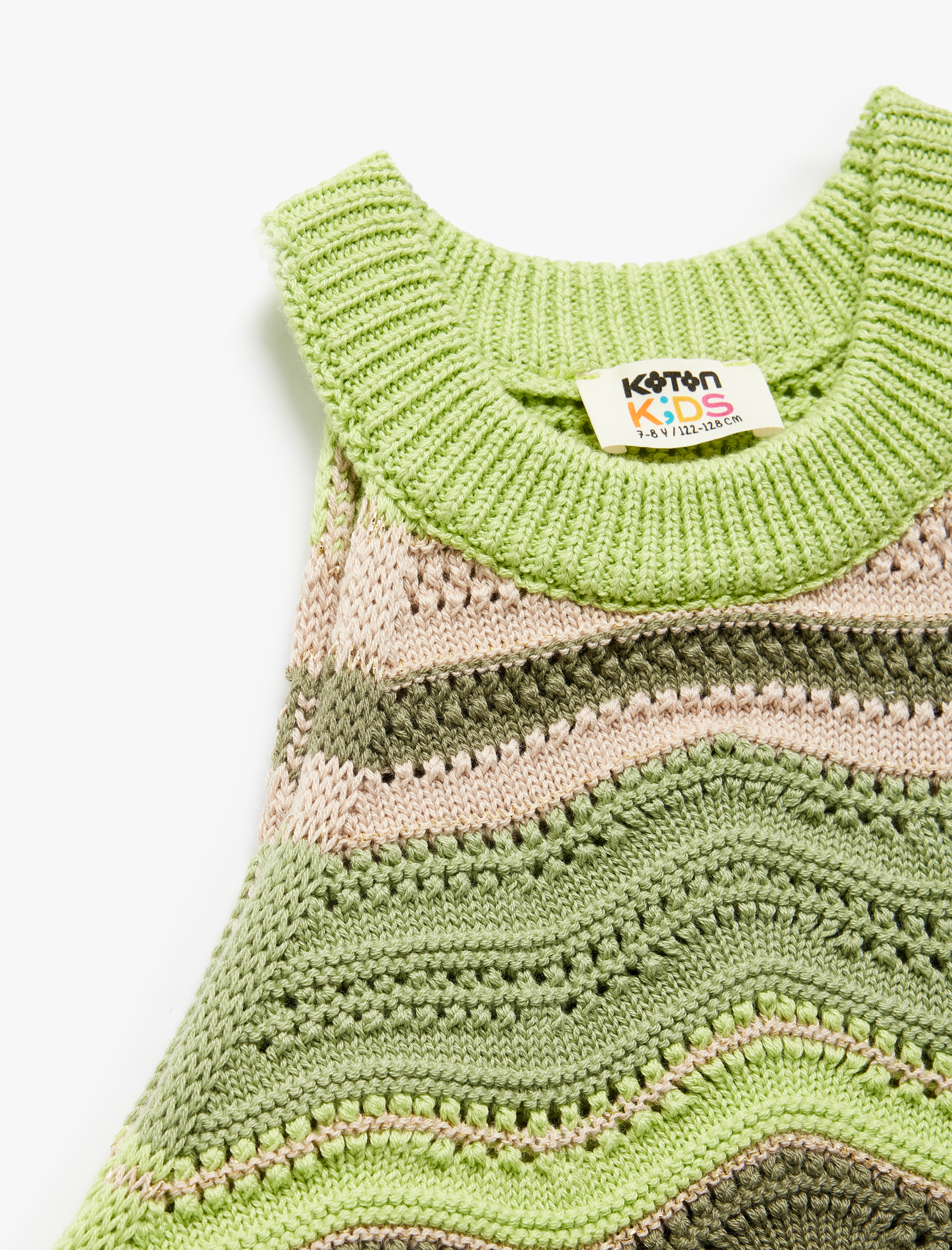  Kız Çocuk Halter Yaka Kolsuz Desenli Triko Atlet