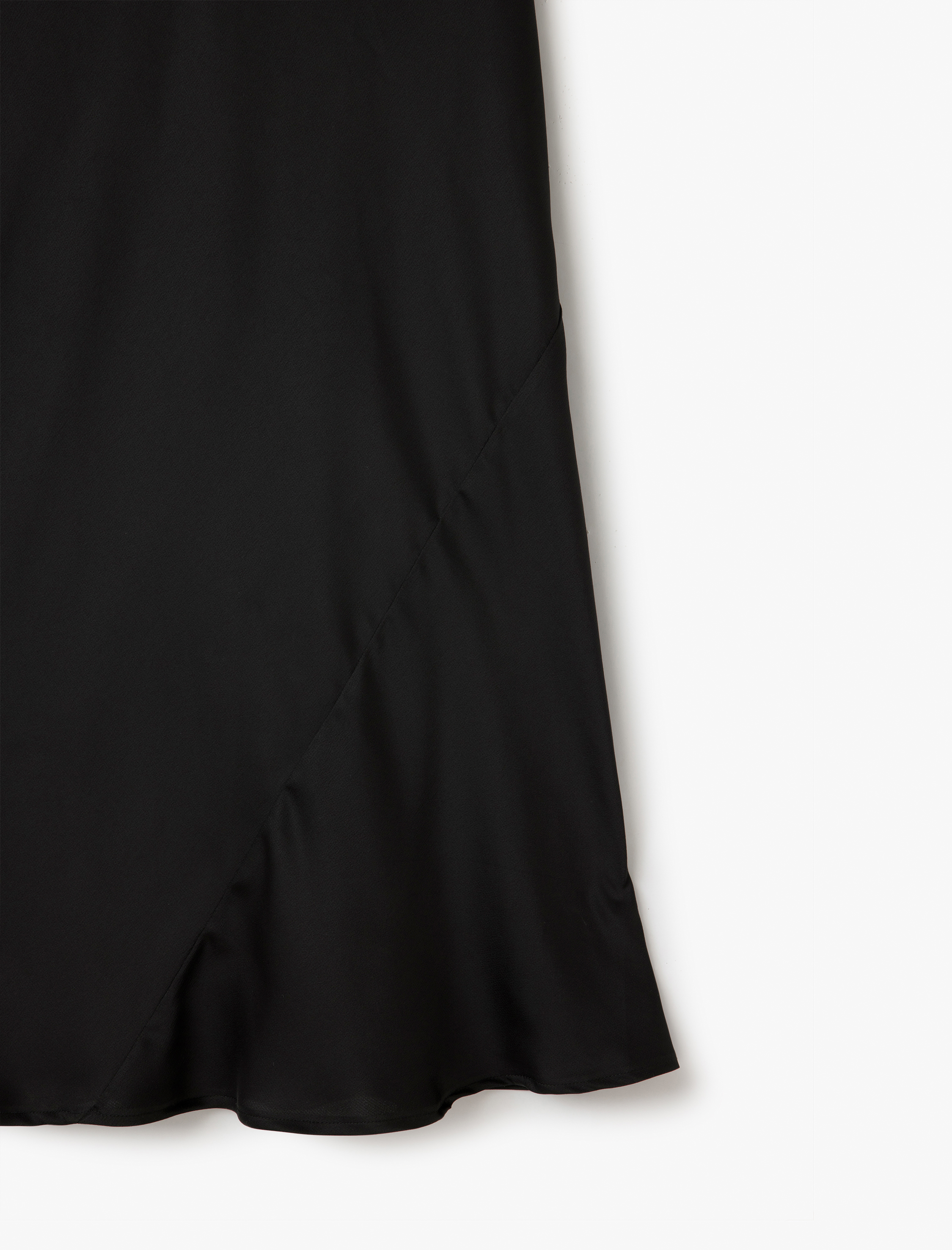   İp Askılı Degaje Yaka Volanlı Slip Midi Abiye Elbise