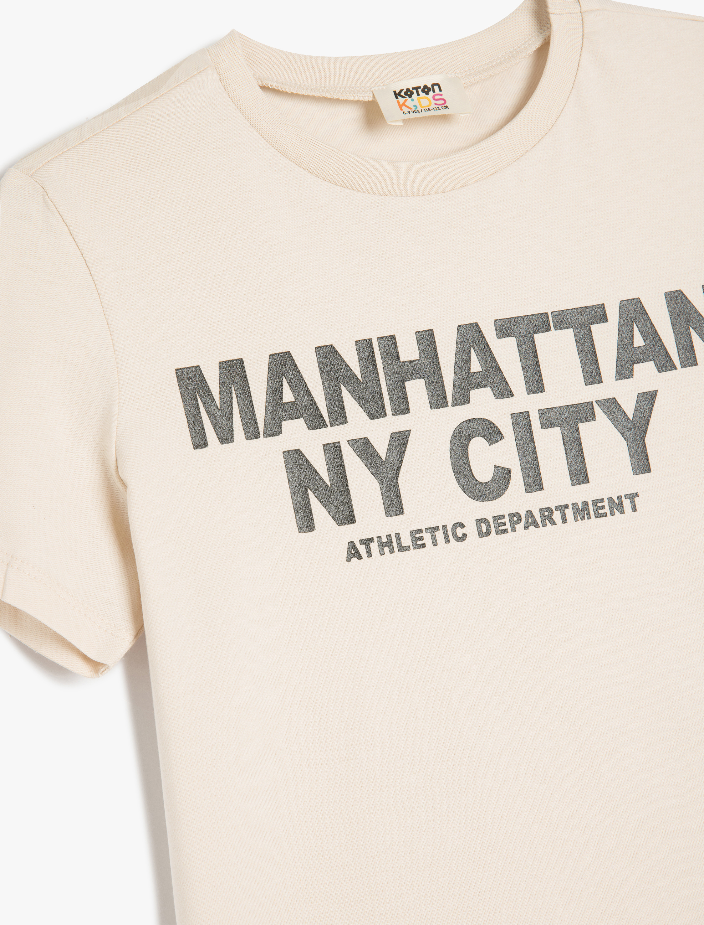  Erkek Çocuk Slogan Baskılı Bisiklet Yaka Kısa Kollu Pamuklu Tişört