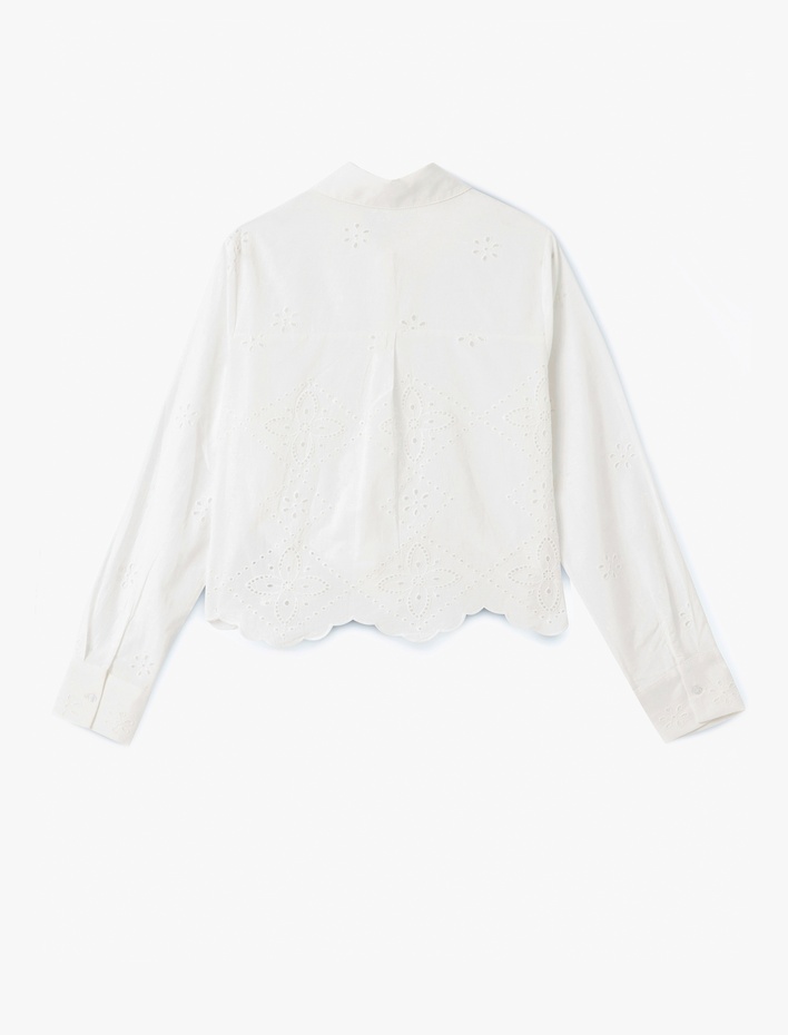  Düğmeli Fisto Detaylı Uzun Kollu Klasik Yaka Gömlek