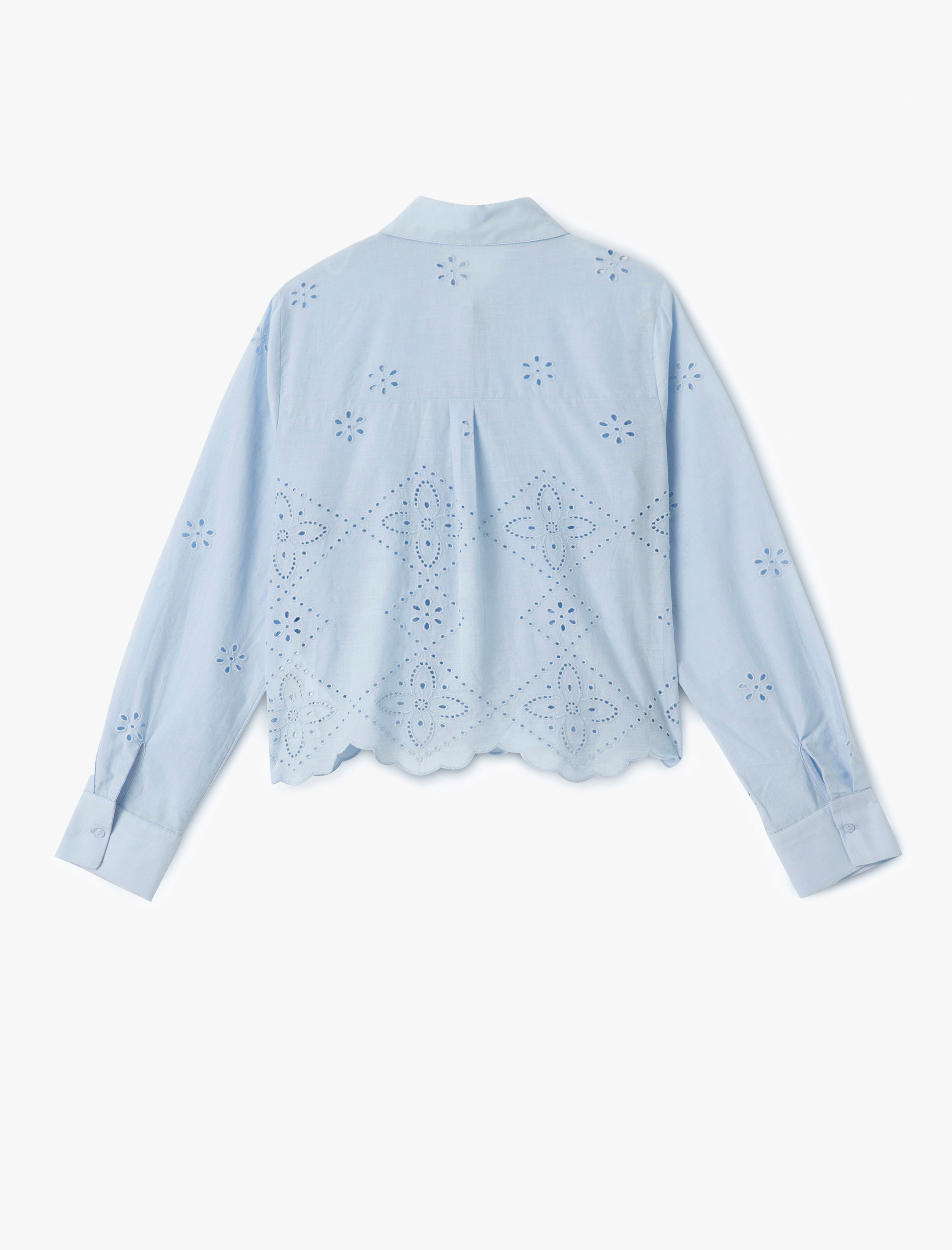   Düğmeli Fisto Detaylı Uzun Kollu Klasik Yaka Gömlek