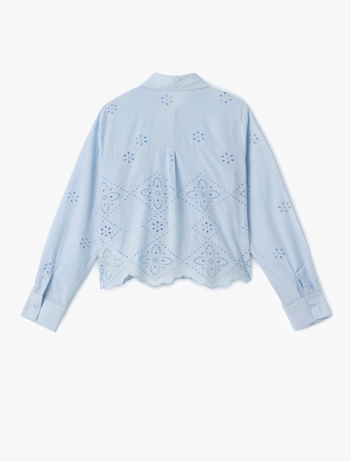  Düğmeli Fisto Detaylı Uzun Kollu Klasik Yaka Gömlek