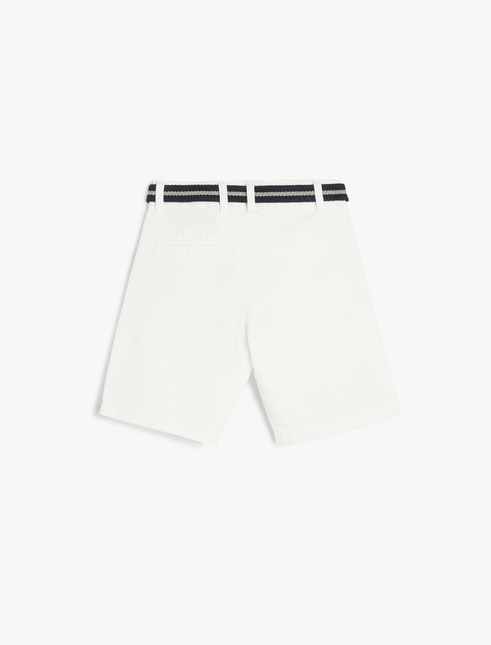 Erkek Çocuk Kemer Detaylı Cepli Pamuklu Basic Şort