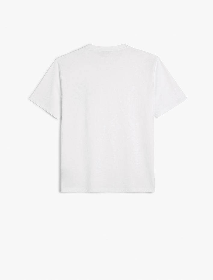  Kısa Kollu Bisiklet Yaka Regular Fit Pamuklu Minimal Baskılı Tişört