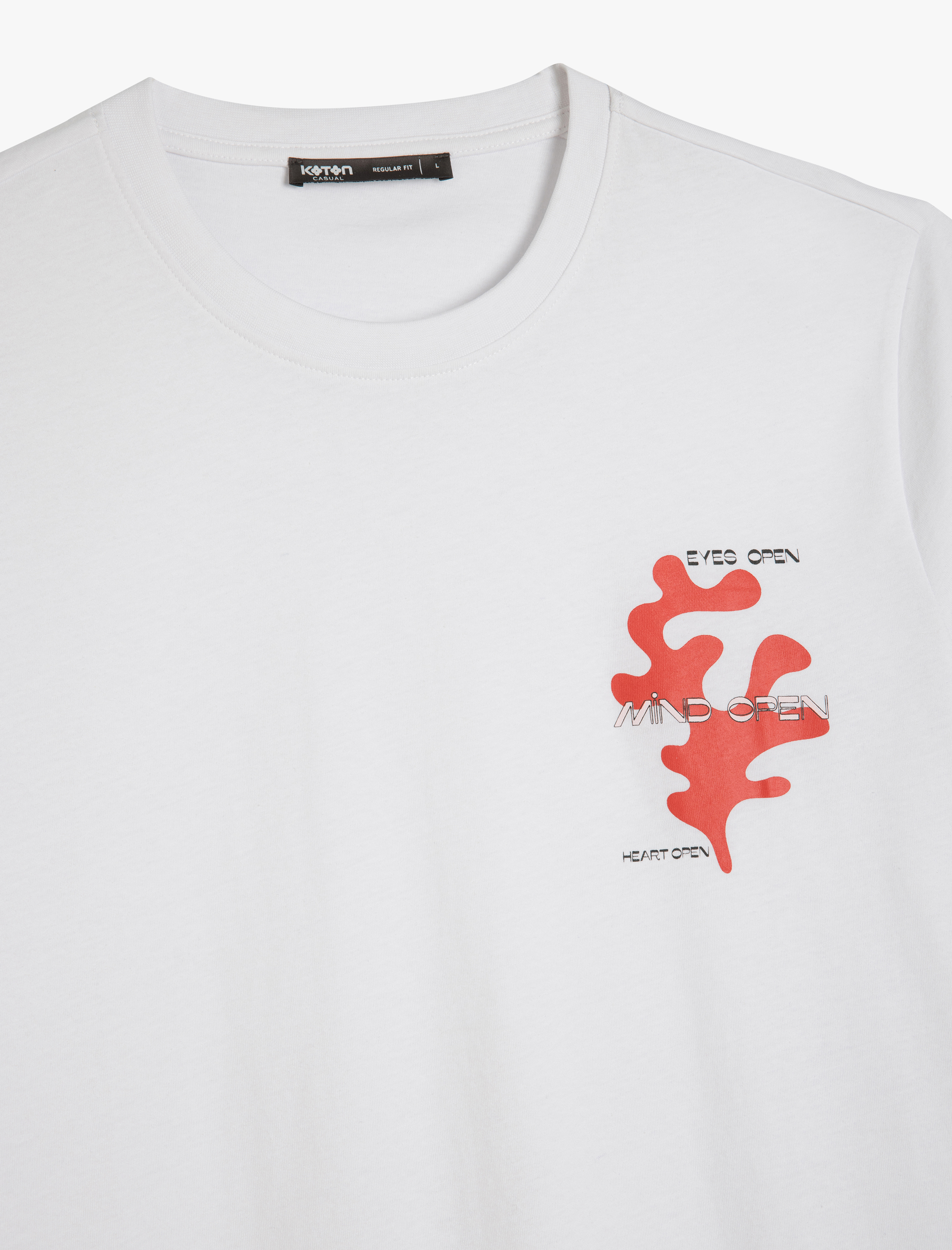   Kısa Kollu Bisiklet Yaka Regular Fit Pamuklu Minimal Baskılı Tişört