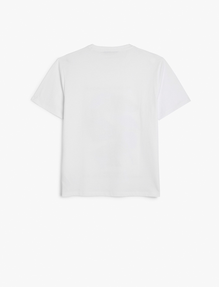  Kısa Kollu Bisiklet Yaka Regular Fit Pamuklu Baskılı Tişört