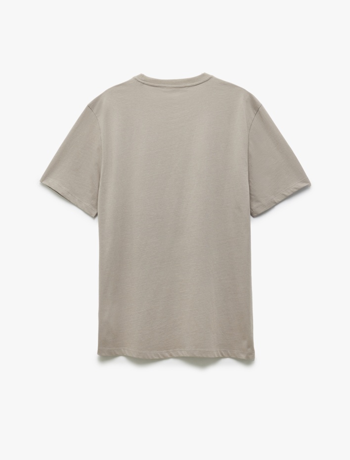  Bisiklet Yaka Pamuklu Regular Fit Kısa Kollu Slogan Baskılı Tişört