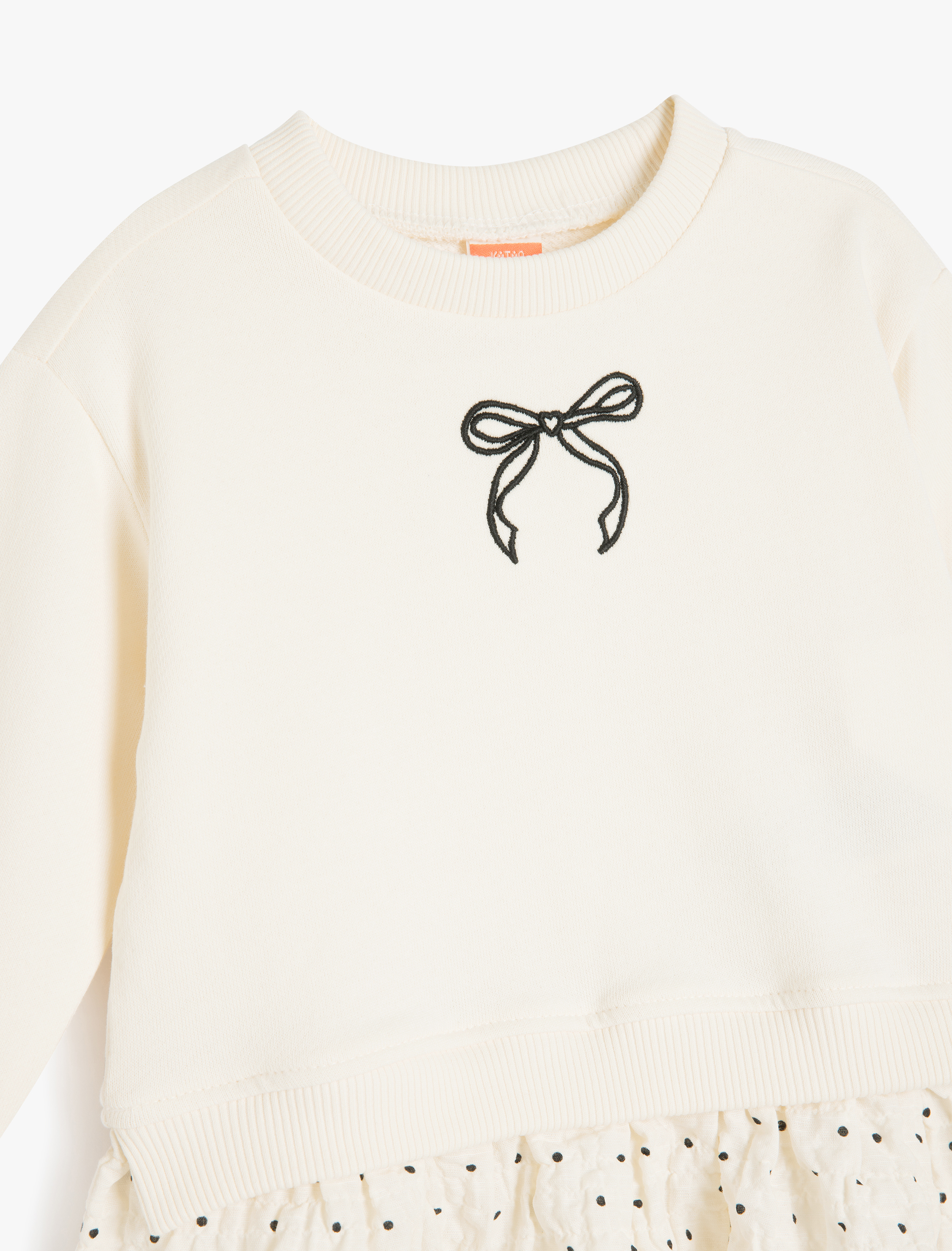  Kız Bebek Pamuklu Uzun Kollu Fiyonk Baskılı Sweat Elbise