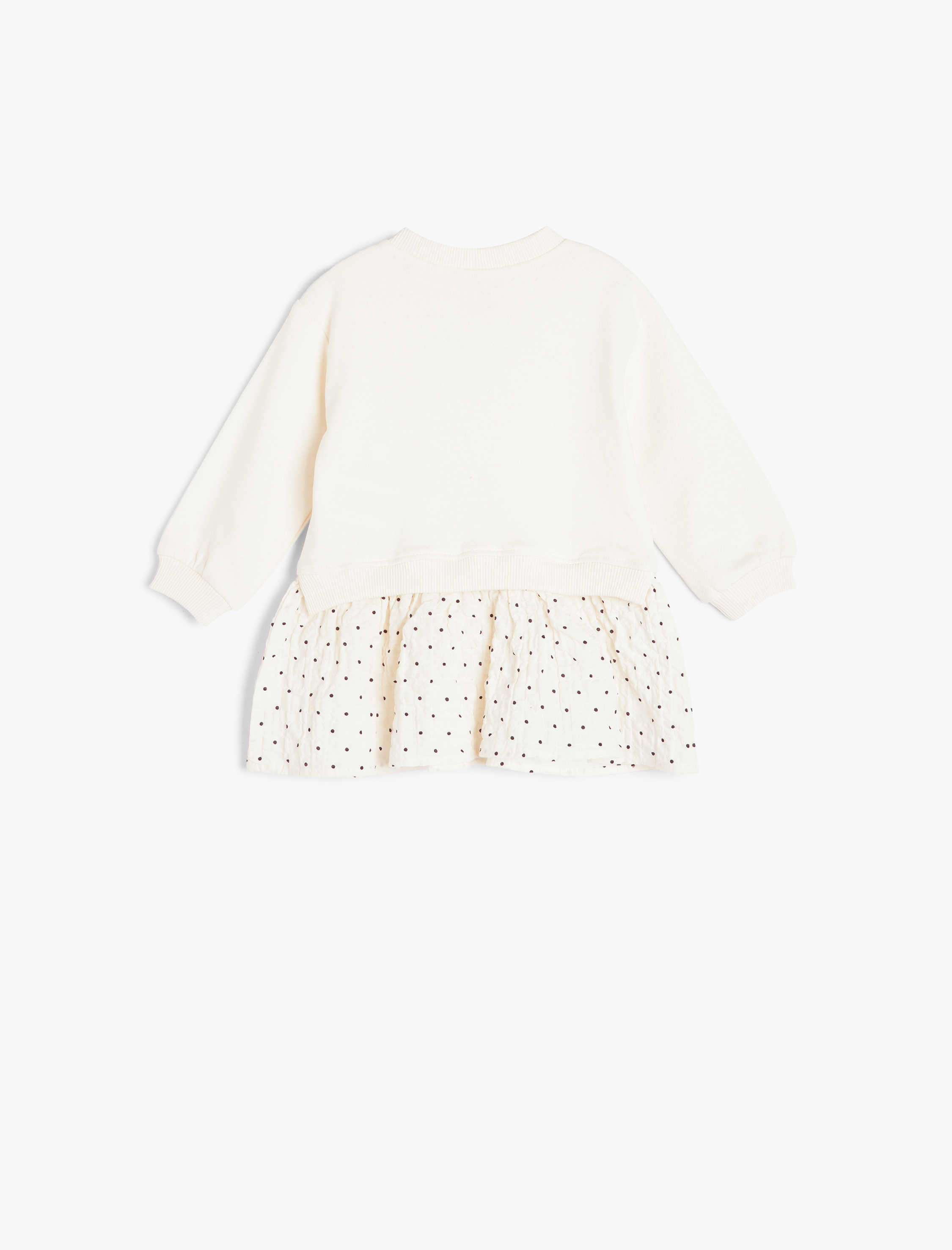  Kız Bebek Pamuklu Uzun Kollu Fiyonk Baskılı Sweat Elbise