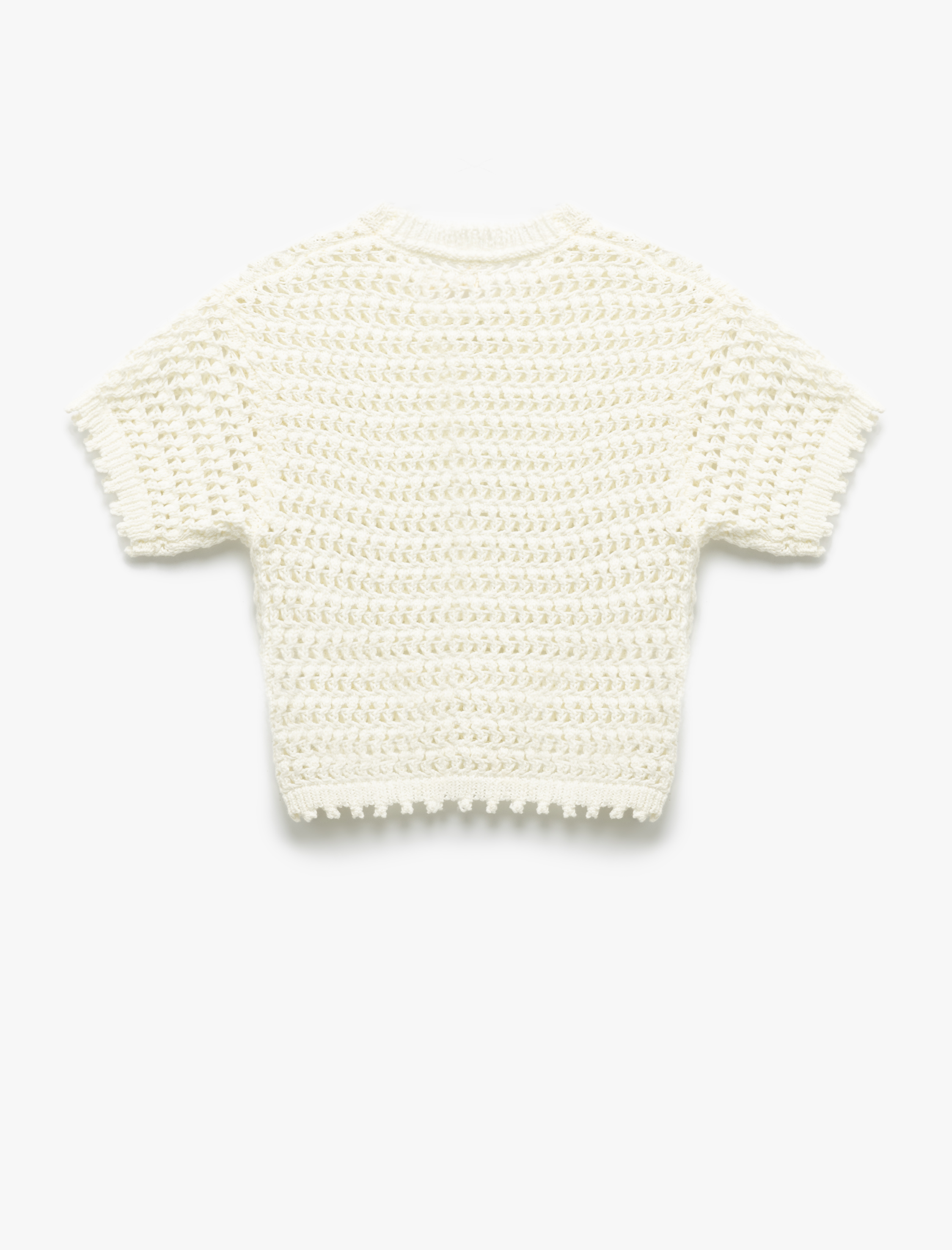  Kız Çocuk Ajurlu Kısa Kollu Bisiklet Yaka Triko Kazak