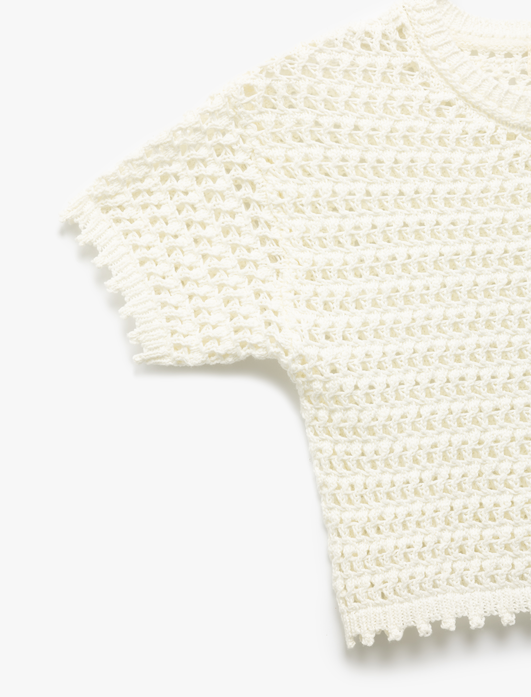  Kız Çocuk Ajurlu Kısa Kollu Bisiklet Yaka Triko Kazak