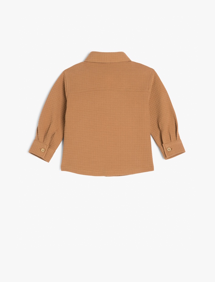 Erkek Bebek Pamuklu  Uzun Kollu Cep Detaylı Polo Yaka Sweatshirt