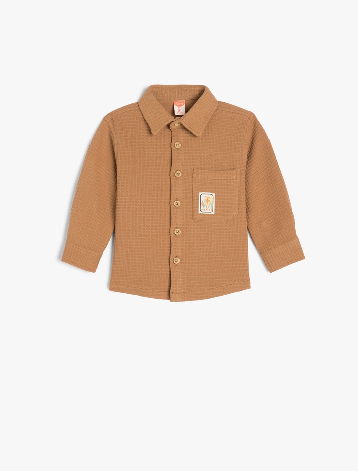 Erkek Bebek Pamuklu  Uzun Kollu Cep Detaylı Polo Yaka Sweatshirt