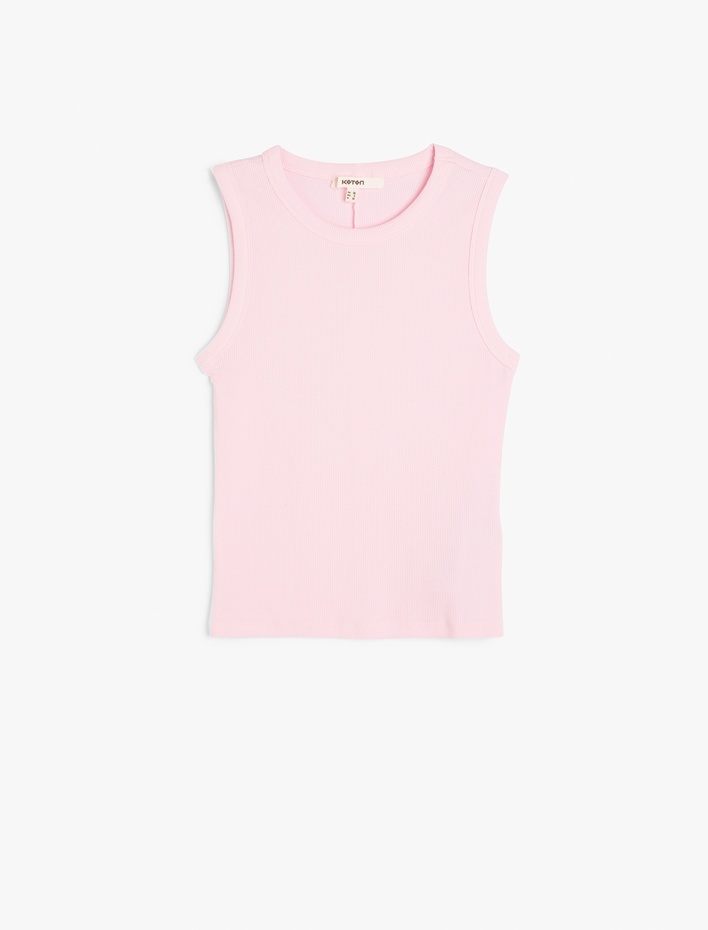  Slim Fit Pamuklu Kolsuz Bisiklet Yaka Fitilli Atlet