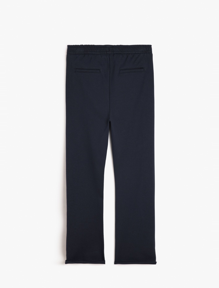  Beli Bağcıklı Cep Detaylı Pamuk Karışımlı Pantolon