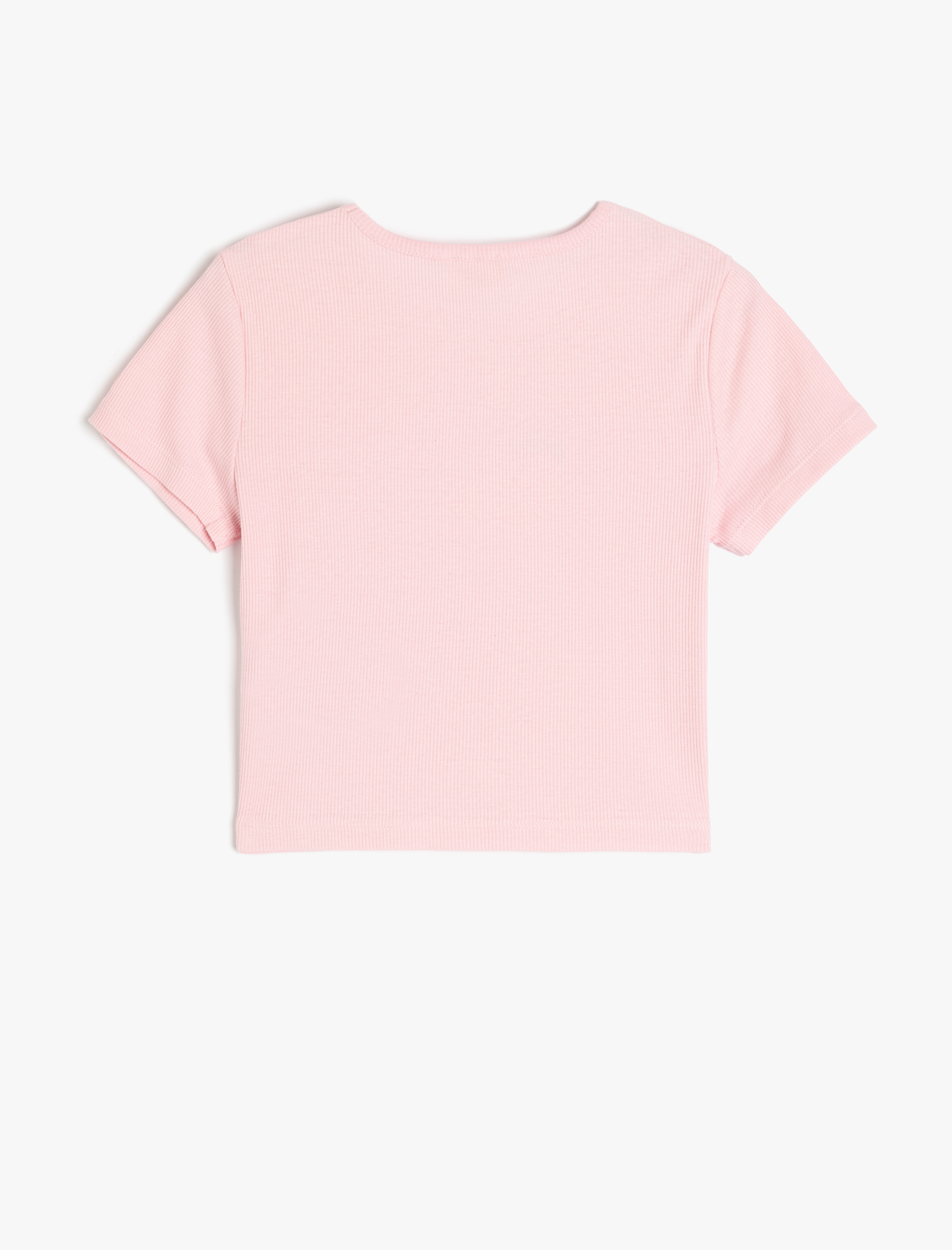  Kız Çocuk Limon Baskılı Bisiklet Yaka Pamuklu Kısa Kollu Crop Tişört