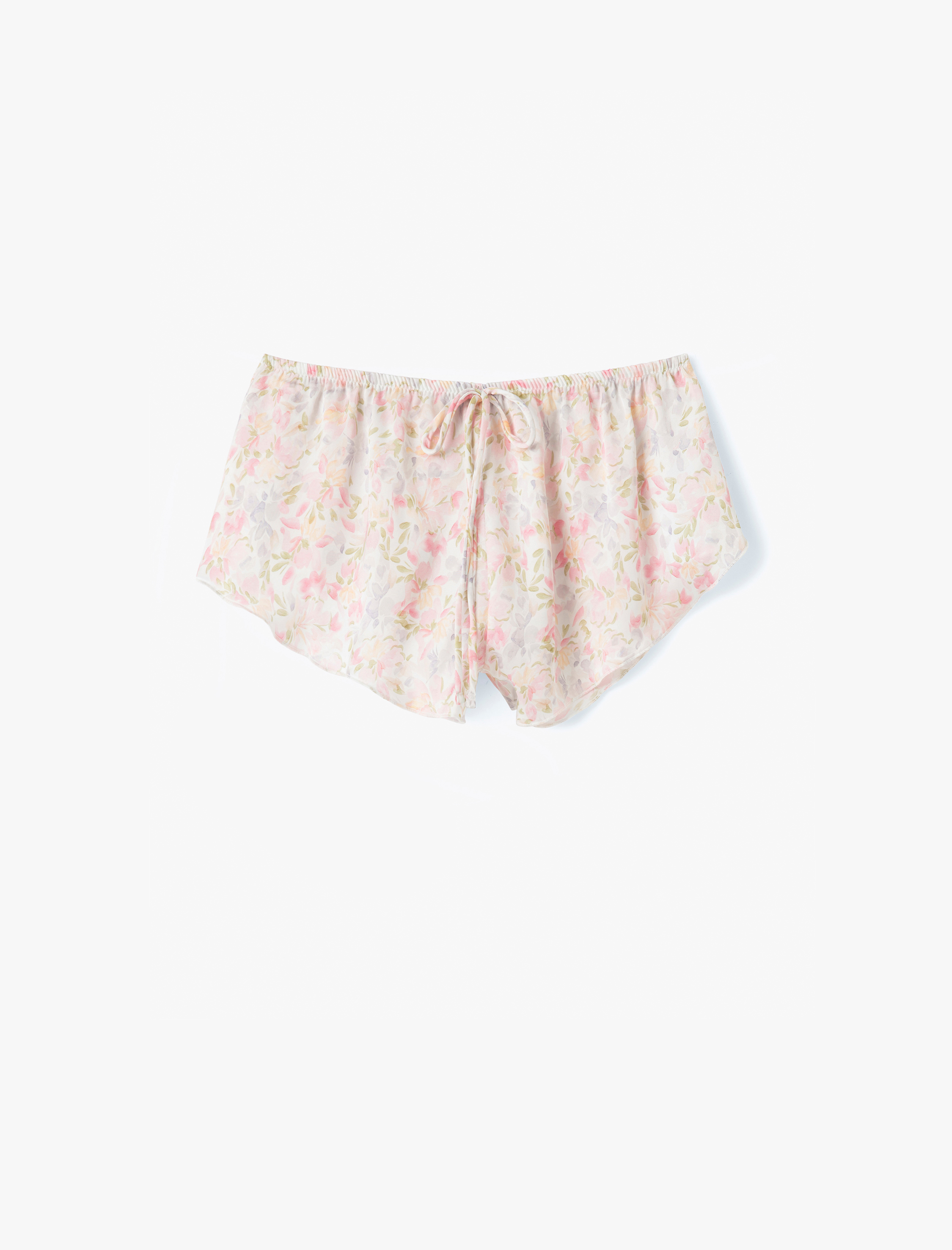 Koton Kadın Bol Kalıp Beli Bağlamalı Çiçekli Mini Şort Pijama Altı -1