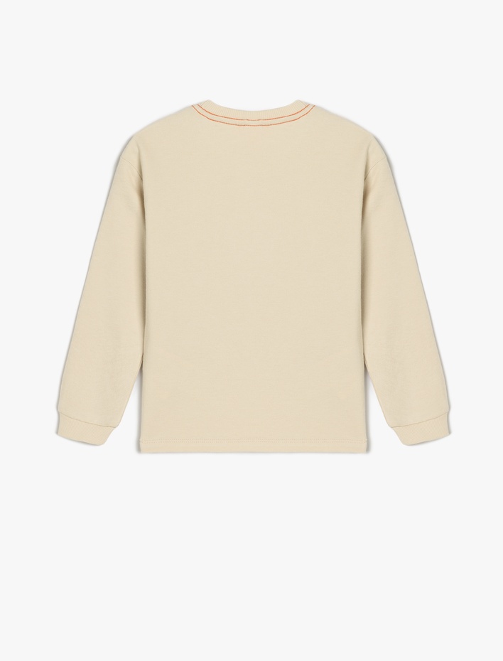 Erkek Bebek Pamuklu Uzun Kollu Bisiklet Yaka Baskı Detaylı Tişört