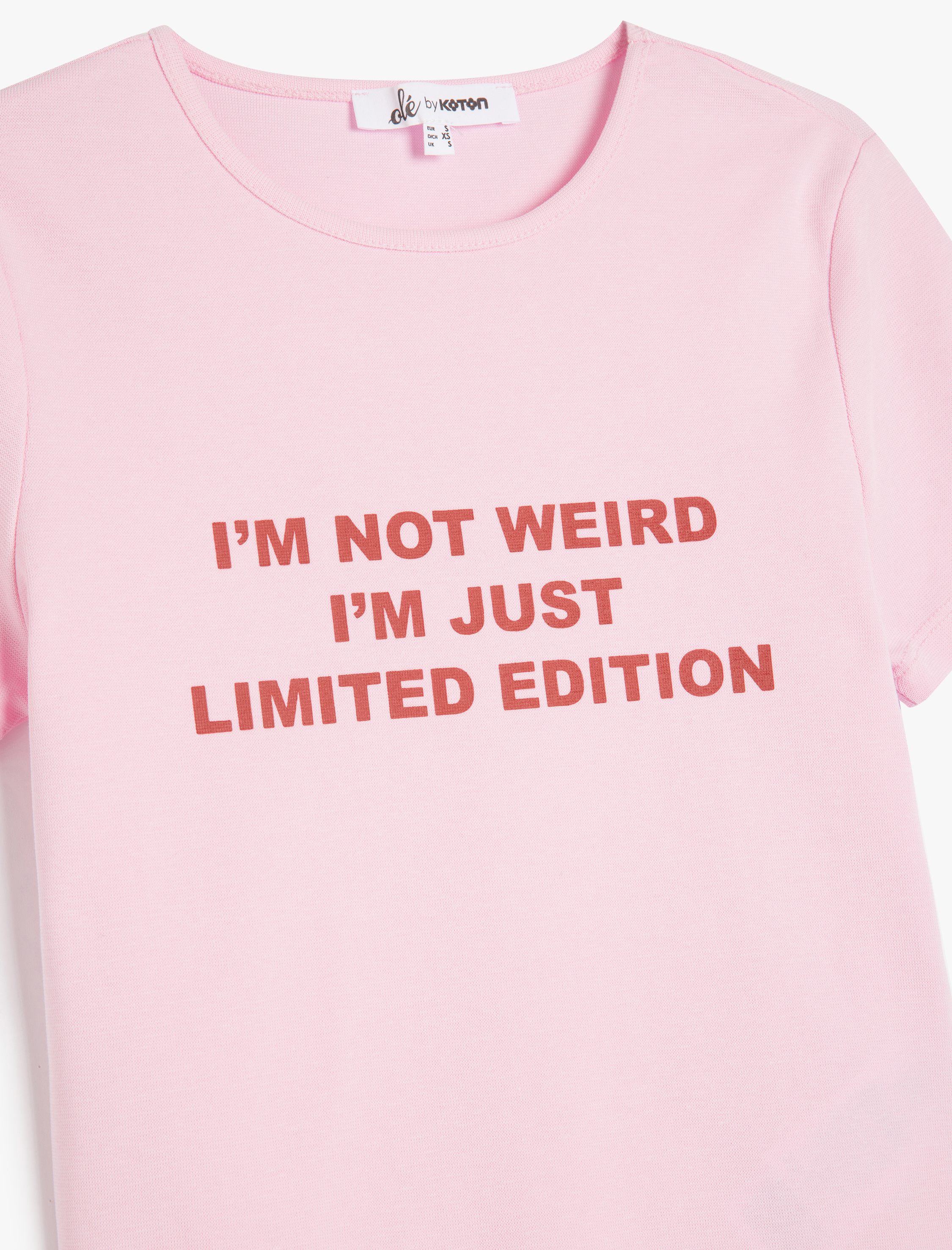 Slogan Baskılı Kısa Kollu Slim Fit Bisiklet Yaka Tişört